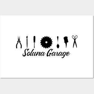 Soluna Garage (black art, banner style logo) Posters and Art